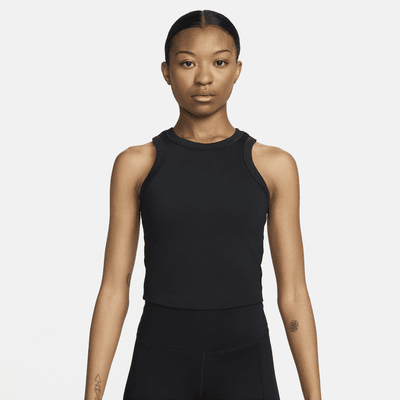 ★Nike★ One Fitted Dry Fit Crop Tank Top W White Black FN28 Nike One Fitted Dri Fit Crop Tank - White/Black | Midwest